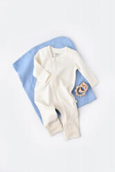 BabyCosy Salopeta cu fermoar cu maneca lunga si pantaloni lungi - 100%bumbac organic - Ecru, BabyCosy (Marime: 18-24 Luni)