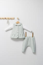 Tongs baby Set 3 piese: pantaloni, bluzita si vestuta eleganta pentru bebelusi Paris Love, Tongs baby (Culoare: Vernil, Marime: 9-12 luni)