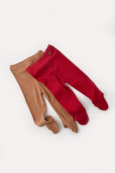 BabyCosy Set 2 pantaloni cu botosei bebe unisex din bumbac organic si modal - Maro/Rosu, BabyCosy (Marime: 3-6 Luni)