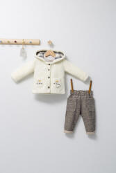 Tongs baby Set 3 piese: pantaloni, bluzita si hainuta pentru bebelusi KING, Tongs baby (Culoare: Maro, Marime: 9-12 luni)