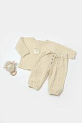 BabyCosy Set bluza si pantaloni, Winter muselin, 100% bumbac - Stone, BabyCosy (Marime: 6-9 luni)