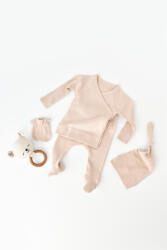 BabyCosy Set 4 piese: bluza, pantaloni, caciulita si manusi din bumbac organic si modal - Blush, BabyCosy (Marime: 6-9 luni)