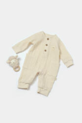 BabyCosy Salopeta cu nasturei, Winter muselin, 100% bumbac - Stone, BabyCosy (Marime: 18-24 Luni)