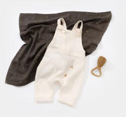 BabyCosy Salopeta de vara cu pantaloni lungi din muselina, BabyCosy, 100%bumbac, ecru (Marime: 9-12 luni)