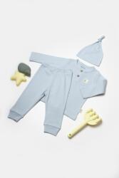 BabyCosy Set 3 piese: bluza, pantaloni si caciulita Bamboo, bleu, BabyCosy, 50% bumbac+50mbus (Marime: 12-18 Luni)