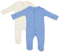 BabyCosy Set 2 salopete lungi Printed, BabyCosy, 50% modal+50% bumbac, Ecru/Lavanda (Marime: 0-3 Luni)
