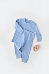 BabyCosy Set bluzita cu maneca lunga si pantaloni lungi - bumbac organic 100% - Bleu, BabyCosy (Marime: 18-24 Luni)