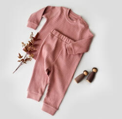BabyCosy Set bluzita cu maneca lunga si pantaloni lungi din bumbac organic si 5% elastan - Roz, BabyCosy (Marime: 12-18 Luni)