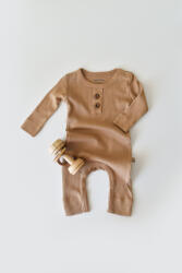 BabyCosy Salopeta cu maneca lunga si pantaloni lungi din bumbac organic si modal - Maro BabyCosy (Marime: 12-18 Luni)