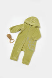 BabyCosy Salopeta Elefant cu maneca lunga si gluga din 80%bumbac organic si 20% poliester - Verde, BabyCosy (Marime: 12-18 Luni)