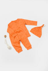 BabyCosy Set 3 piese: bluza, pantaloni si caciulita Printed, BabyCosy, 50% modal+50% bumbac, Apricot (Marime: 18-24 Luni)