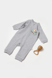 BabyCosy Salopeta cu fermoar, Two thread, BabyCosy, 100% bumbac organic, Gri (Marime: 6-9 luni)