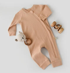 BabyCosy Salopeta cu fermoar cu maneca lunga si pantaloni lungi din 95%bumbac organic si 5% elastan - Blush BabyCosy (Marime: 12-18 Luni)