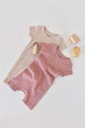 BabyCosy Set de 2 salopetele cu maneca scurta din bumbac organic si modal - Roz/ Blush BabyCosy (Marime: 3-6 Luni)