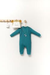 Tongs baby Set salopeta cu caciulita cu urechiuse pentru bebelusi Ursulet, Tongs baby (Culoare: Turcoaz, Marime: 6-9 luni)