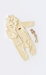 BabyCosy Set Ursulet cu bluzita cu fermoar si gluga si pantaloni lungi din 80%bumbac organic si 20% poliester - Crem, BabyCosy (Marime: 12-18 Luni)