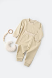 BabyCosy Set bluzita cu maneca lunga si pantaloni lungi - bumbac organic 100% - Crem, BabyCosy (Marime: 6-9 luni)