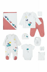 Tongs baby Set de 10 piese pentru nou nascut Pasari, Tongs baby (Culoare: Roz inchis)