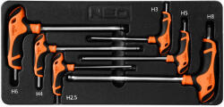 NEO TOOLS Set chei imbus hexagonale cu maner T, 8 piese, otel S2, NEO TOOLS (84-254) Cheie imbus