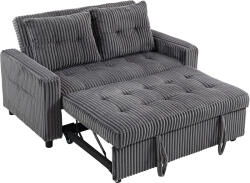 HOMCOM Pat-canapea 2 locuri, husă din cord, transformabil în canapea de dormit, 2 perne, buzunare laterale, 157 x 190 cm, gri închis | Aosom Romania (83B-641V01CG) Canapea