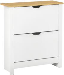 HomCom Dulap pentru pantofi cu 2 compartimente, capacitate 12 perechi, 72x26x80 cm, alb + maro | Aosom Romania (837-062V90WT) Pantofar