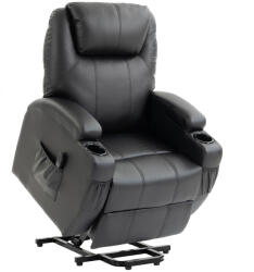 HOMCOM Fotoliu TV relax cu funcție de ridicare, fotoliu electric cu funcție de întins, telecomandă cu port USB | Aosom Romania (700-020V93BK)