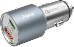 Hama Incarcator auto HAMA 201693 1xUSB-A Quick Charge 3.0 20W 1x USB-C Power Delivery (PD) 18W argintiu (4047443489326)