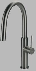Deante Baterie de bucatarie, monocomanda, Eco-aerator, C-Spout, antracit periat (Titanium), Deante Evora BQJ_D62M BQJ_D62M (BQJ_D62M)