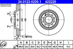 ATE Disc frana ATE 24.0122-0220.1 (24.0122-0220.1) - turbochic