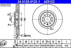 ATE Disc frana ATE 24.0125-0123.1 (24.0125-0123.1) - turbochic
