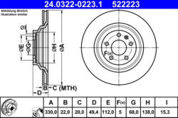 ATE Disc frana ATE 24.0322-0223.1 (24.0322-0223.1)