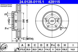 ATE Disc frana ATE 24.0128-0115.1 (24.0128-0115.1) - turbochic