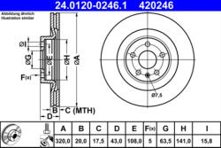 ATE Disc frana ATE 24.0120-0246.1 (24.0120-0246.1) - turbochic