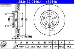 ATE Disc frana ATE 24.0132-0116.1 (24.0132-0116.1) - turbochic