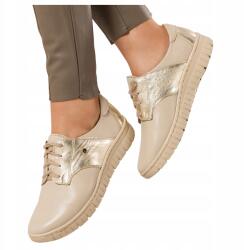 Casu Sneakers Bézs Bőr Női Creepers Fűzött Kényelmes Divatos R 37 (7090550000370)