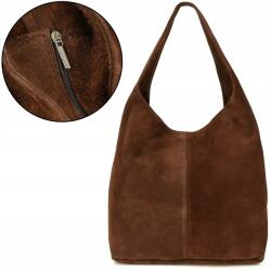  Női velúrbőr kézitáska tágas shopper A4 klasszikus olasz bőr (U35darkbrown)