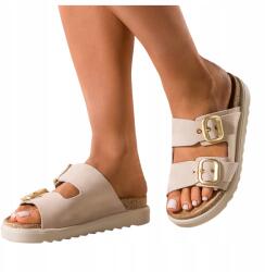 Casu Flip-flop Papucs Világos bézs Női Bőr Platform Csíkos Csatokkal 38-as (7118320000389)