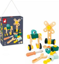Janod BricoKids Fa építőkészlet tervekkel és szerszámokkal 50 db
