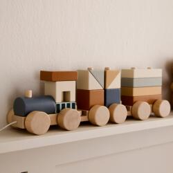 Kid's Concept fa vonat építő blokokkal (barna)