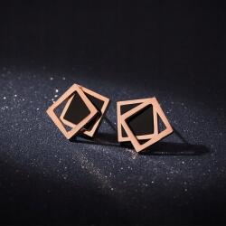  Geometrikus Fekete Rozsdamentes Acél Fülbevaló Rózsaszín Arany Ajándék