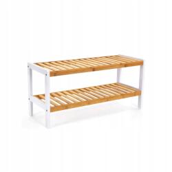 SONGMICS Cipőszekrény 2 polccal, fehér, bambusz 70 x 26 x 33 cm (81097)