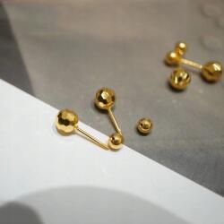  Arany fülbevaló két golyóval, geometrikus díszítéssel ajándék