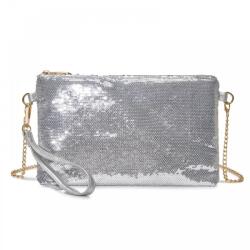 No Label Ezüst alkalmi táska lánccal „Donna (K2512-silver-HU)