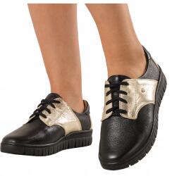 Casu Sneakers Fekete Bőr Női Creepers Fűzött Kényelmes Divatos 38-as (7090540000380)