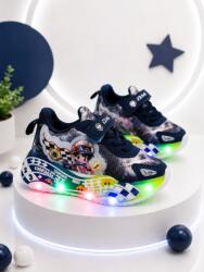 Superbebe Shop Pantofi sport cu lumini LED, Model Masinuta de curse, Superbaby, Bleumarine