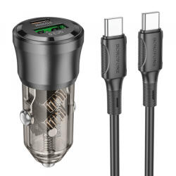 BOROFONE Incarcator Auto Cu Cablu USB-C Borofone BZ25 Journey, 38W, 3A, 1 x USB-A - 1 x USB-C, Negru - gsmboutique