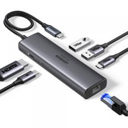 UGREEN Hub USB-C UGREEN CM512 (45000), 2 x USB-A 3.2 - 2 x USB-C - 1 X HDMI - 1 x RJ45, Gri - gsmboutique