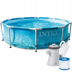 Brius Piscina rotunda cu cadru metalic Beachside Metal Frame Intex 28208NP, 305x76 cm, cu pompa filtrare (465-28208NP) Piscina
