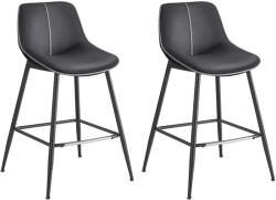 Brius Set 2 scaune de bar, spatar ergonomic din piele artificiala, cadru metalic, 50x50x88 cm, negru (EZ-LBC088B01) Raft