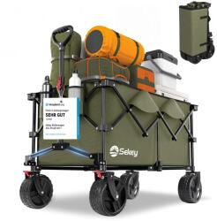 Sekey XXL Plus handcart foldable with brakes 200L 200KG load capacity, extra wide tires all terrain handcart, patented foldable from four directions, - FW27 (FW27)